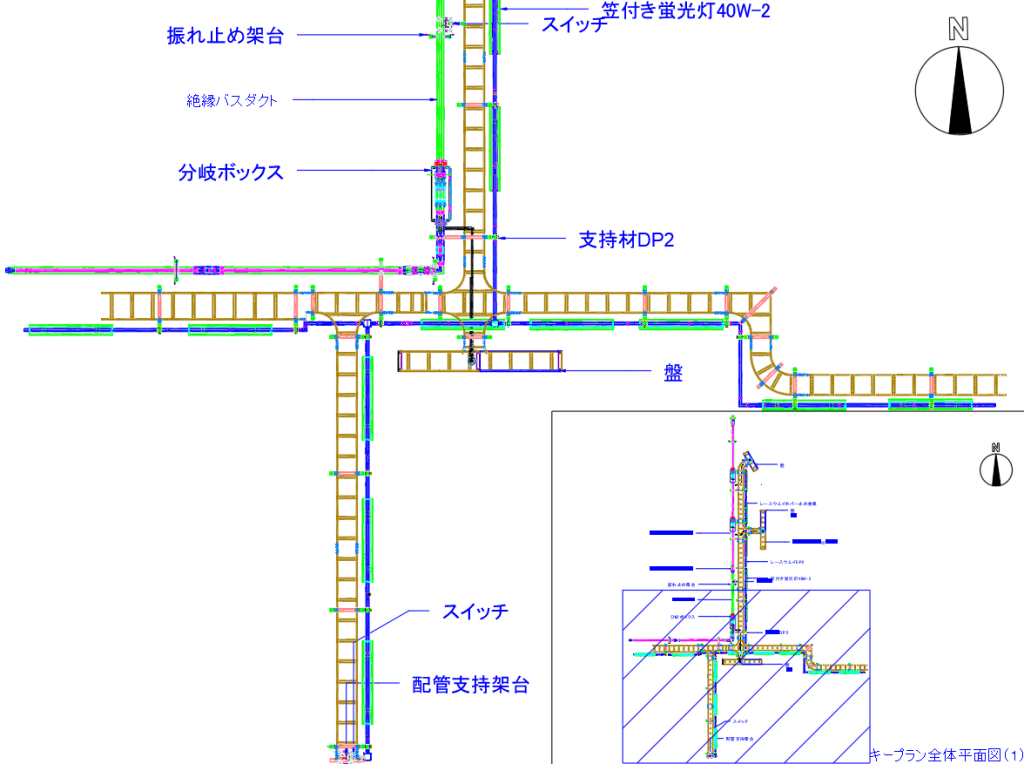 ケーブルラック・バスダクト敷設平面図（作成例）1