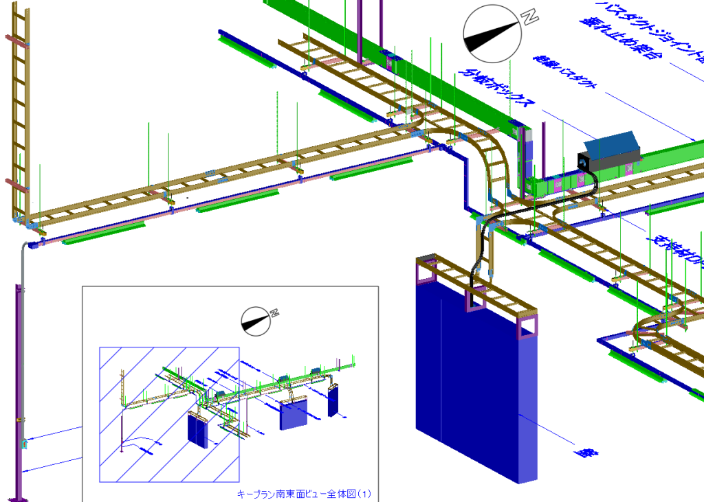 ケーブルラック・バスダクト敷設　アイソメビュー図9
