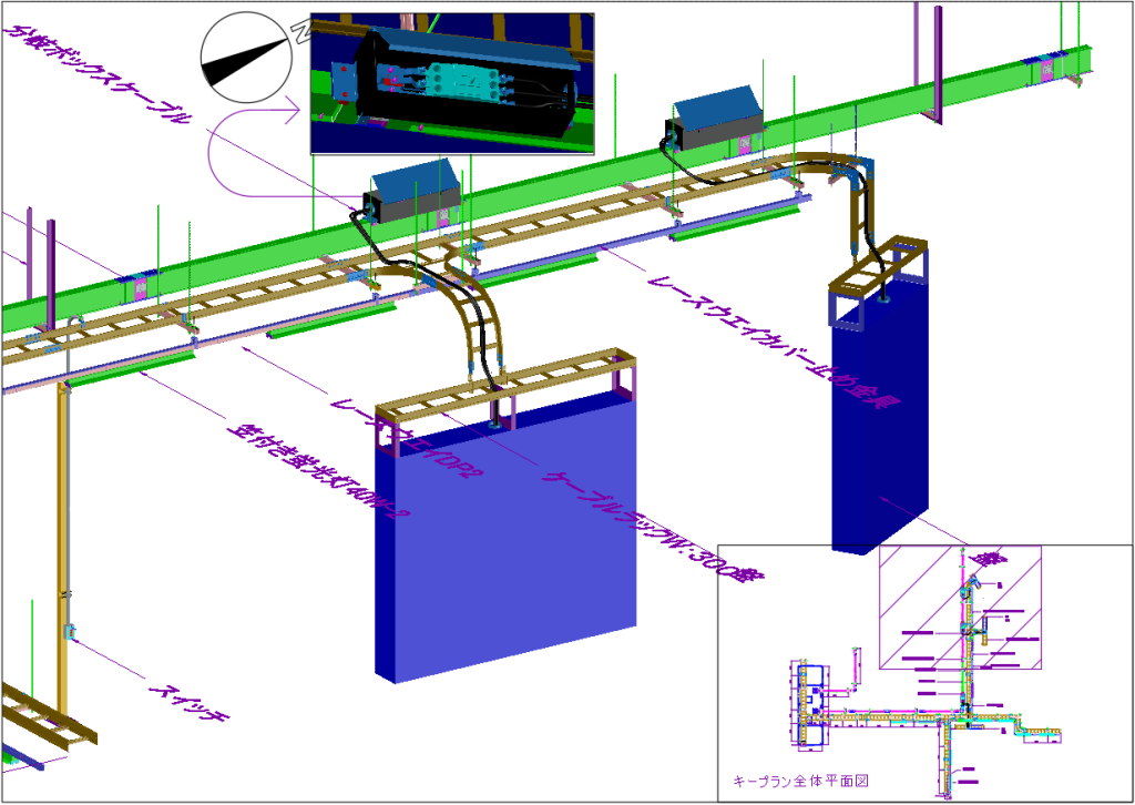 ケーブルラック・バスダクト敷設　アイソメビュー図7